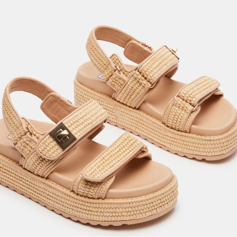 Steve Madden Natural Raffia Platform Sandals